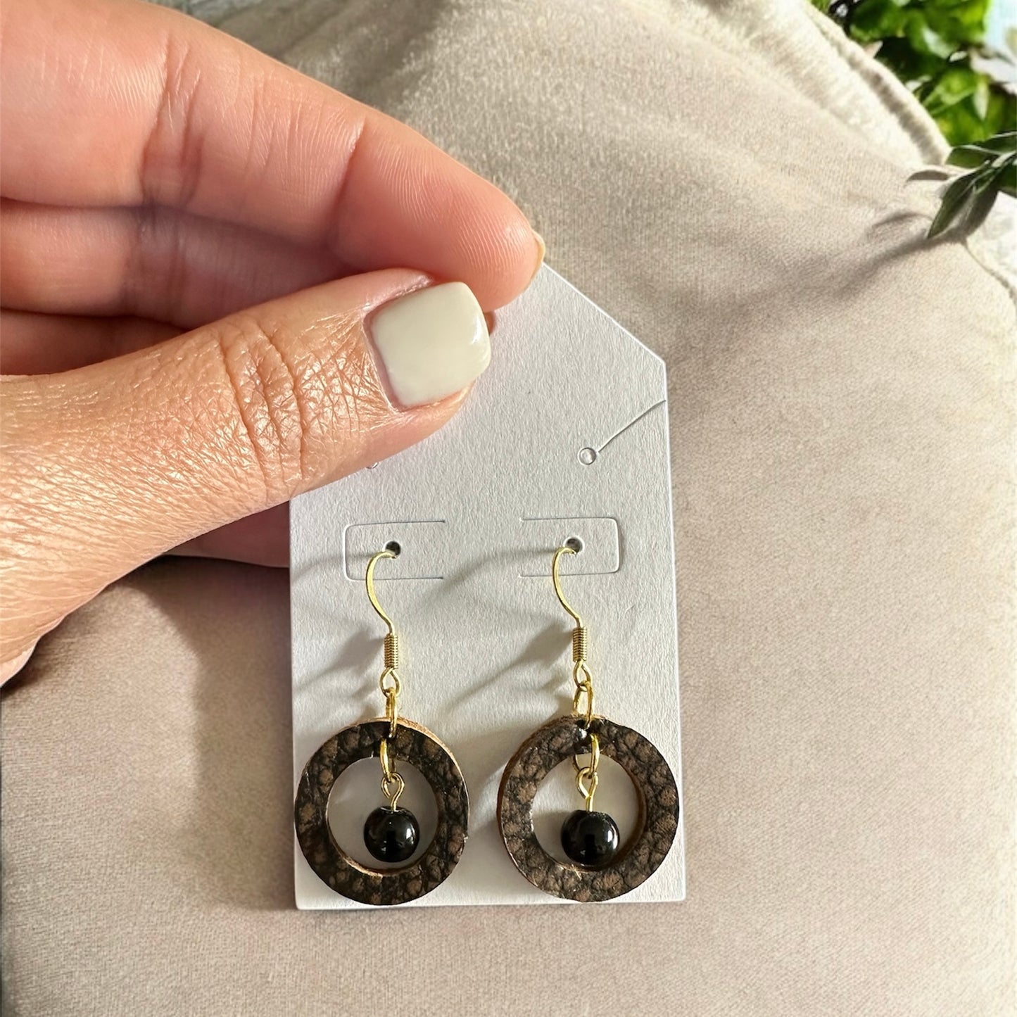 Orbit Charm Leather Earrings