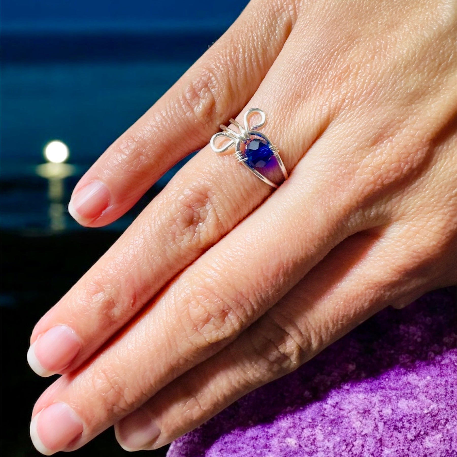 Silver Deep Blue Ring