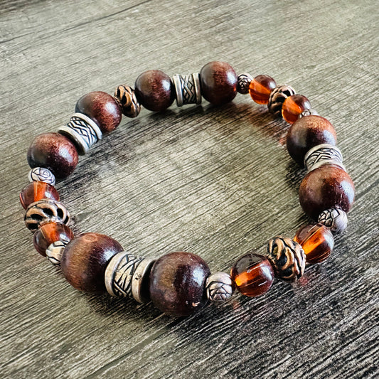 Earthy Elegance: Handcrafted Wooden Bracelet - Roxiem Jewelry, LLC