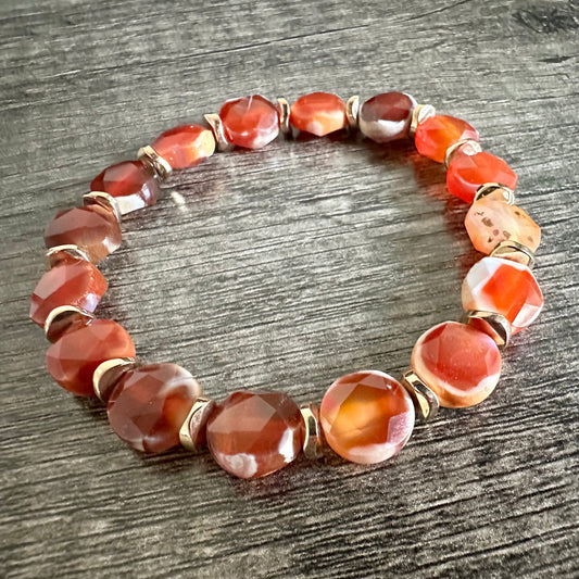 Radiant Fusion: Carnelian and Gold Hematite Bracelet