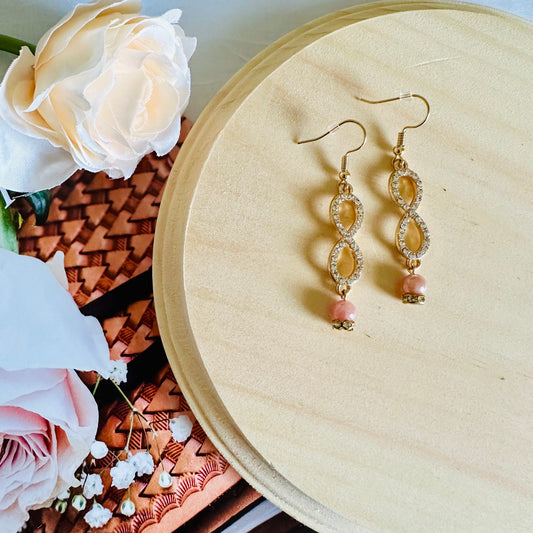 Eternal Bloom: Infinite and Rose Pearls Dangle Earrings - Roxiem Jewelry, LLC