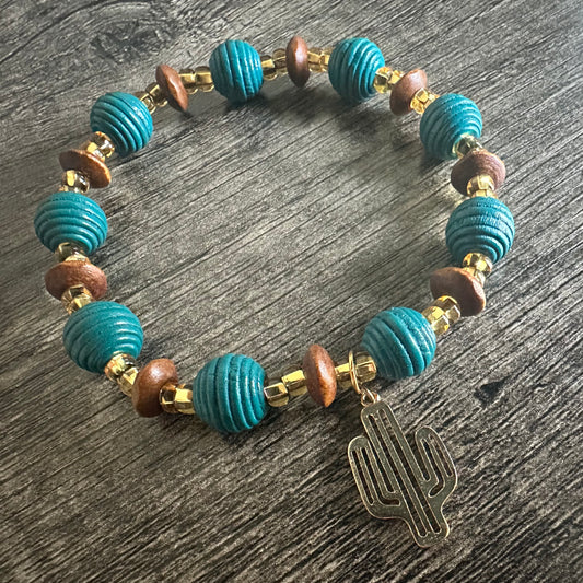 Desert Bloom: Cactus Charm Bracelet