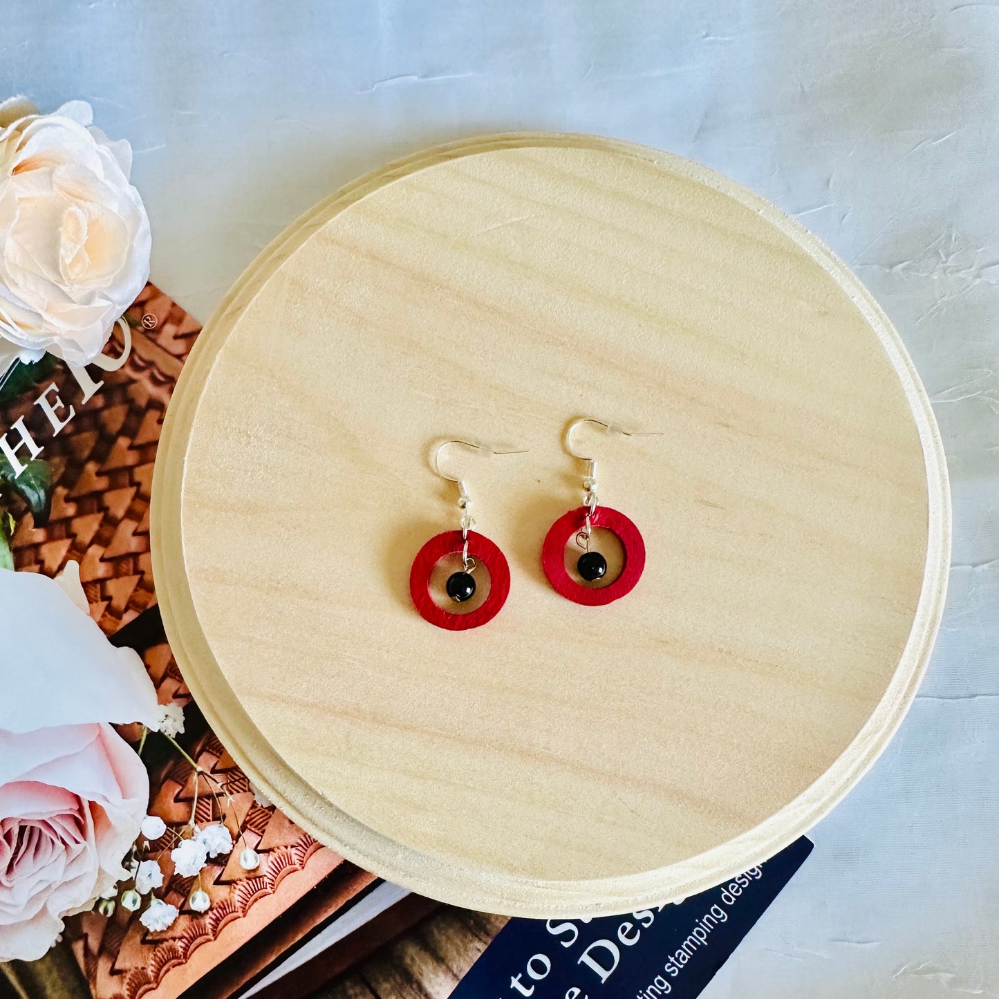 Timeless Circles: Leather Circle Dangle Earrings - Roxiem Jewelry, LLC