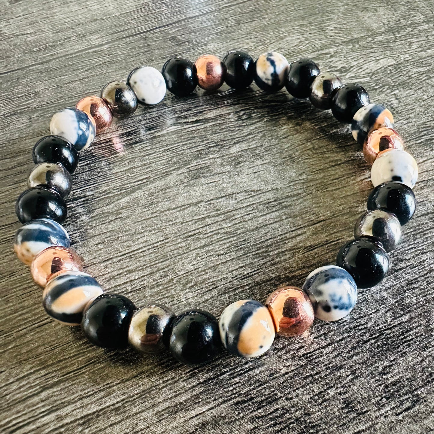 Granite Radiance: Crystals and Hematite Bracelet - Roxiem Jewelry, LLC