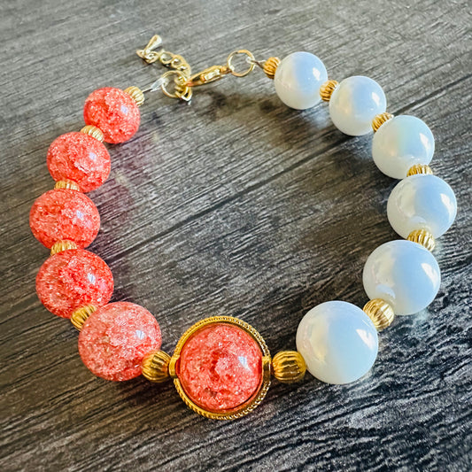 Coral Sands: Pearls and Dyed Quartz Bracelet - Roxiem Jewelry, LLC