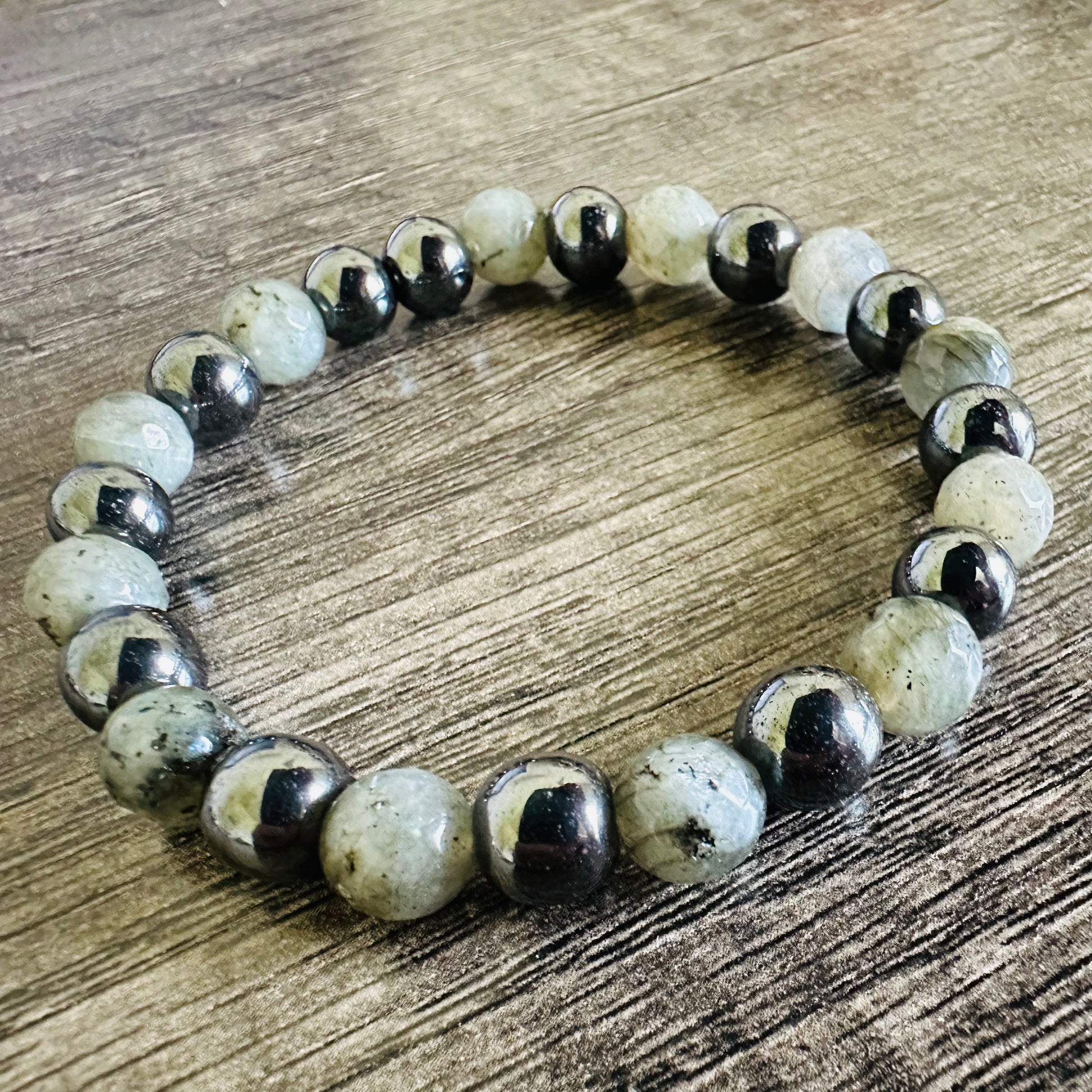 Celestial Balance: Labradorite and Hematite Bracelet - Roxiem Jewelry, LLC