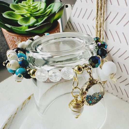 Ocean Mist: Crystals Wire Wrapped Bracelet