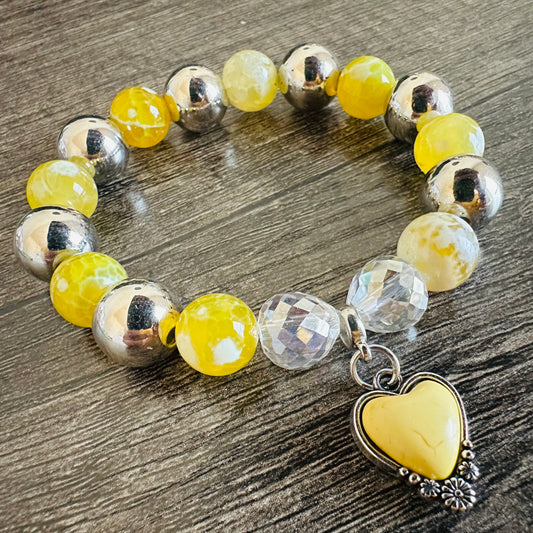 Golden Serenity: Yellow Jade Bracelet - Roxiem Jewelry, LLC