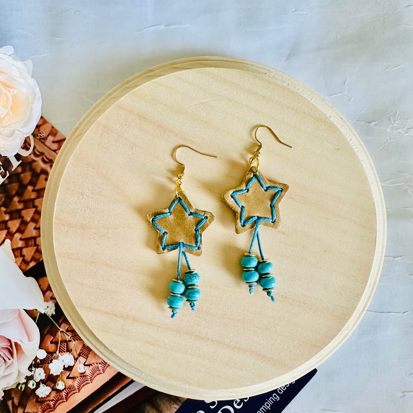 Starlight Leather Dangle Earrings - Roxiem Jewelry, LLC