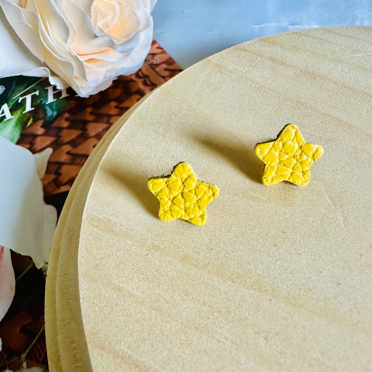 Timeless Touch: Leather Star Stud Earrings - Roxiem Jewelry, LLC