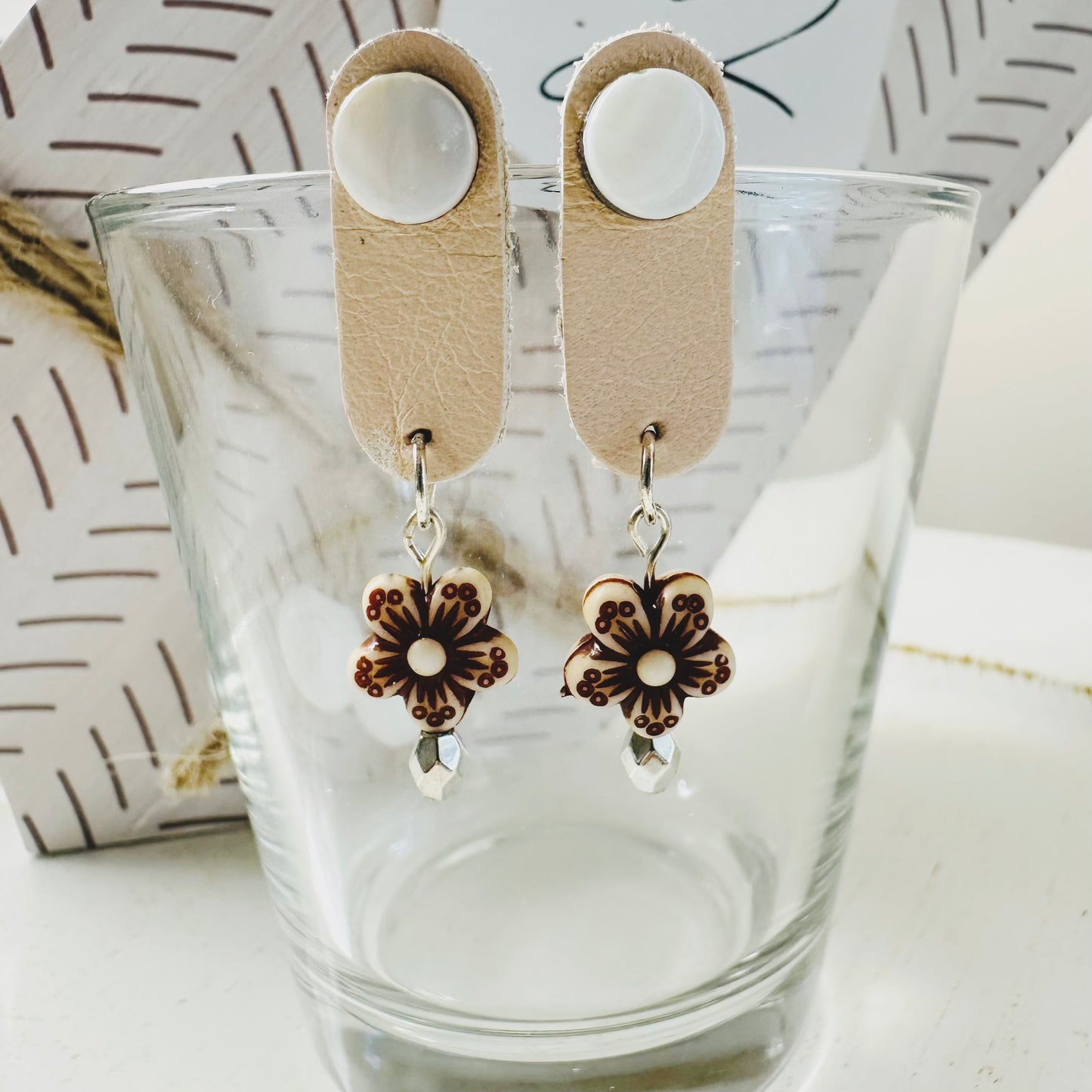 Ellipse Leather Dangle Earrings | Elegant Geometric Jewelry