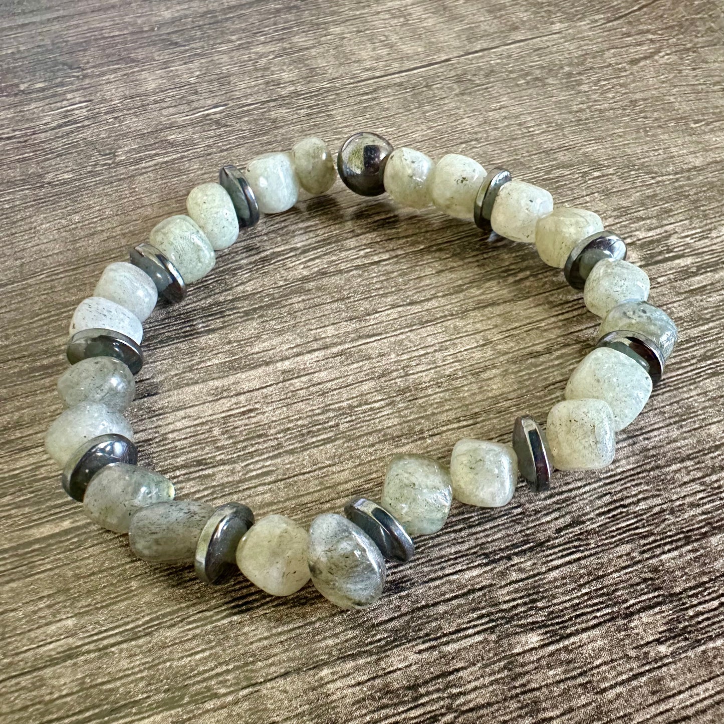 Celestial Balance: Labradorite and Hematite Bracelet - Roxiem Jewelry, LLC