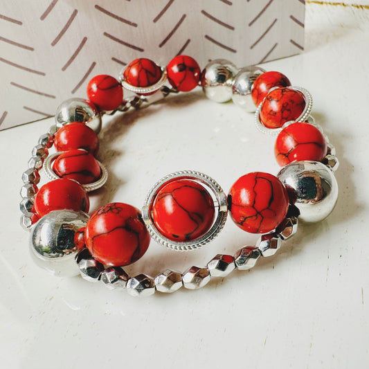 Handcrafted Red Howlite Bracelet | Vibrant & Stylish Stone Jewelry