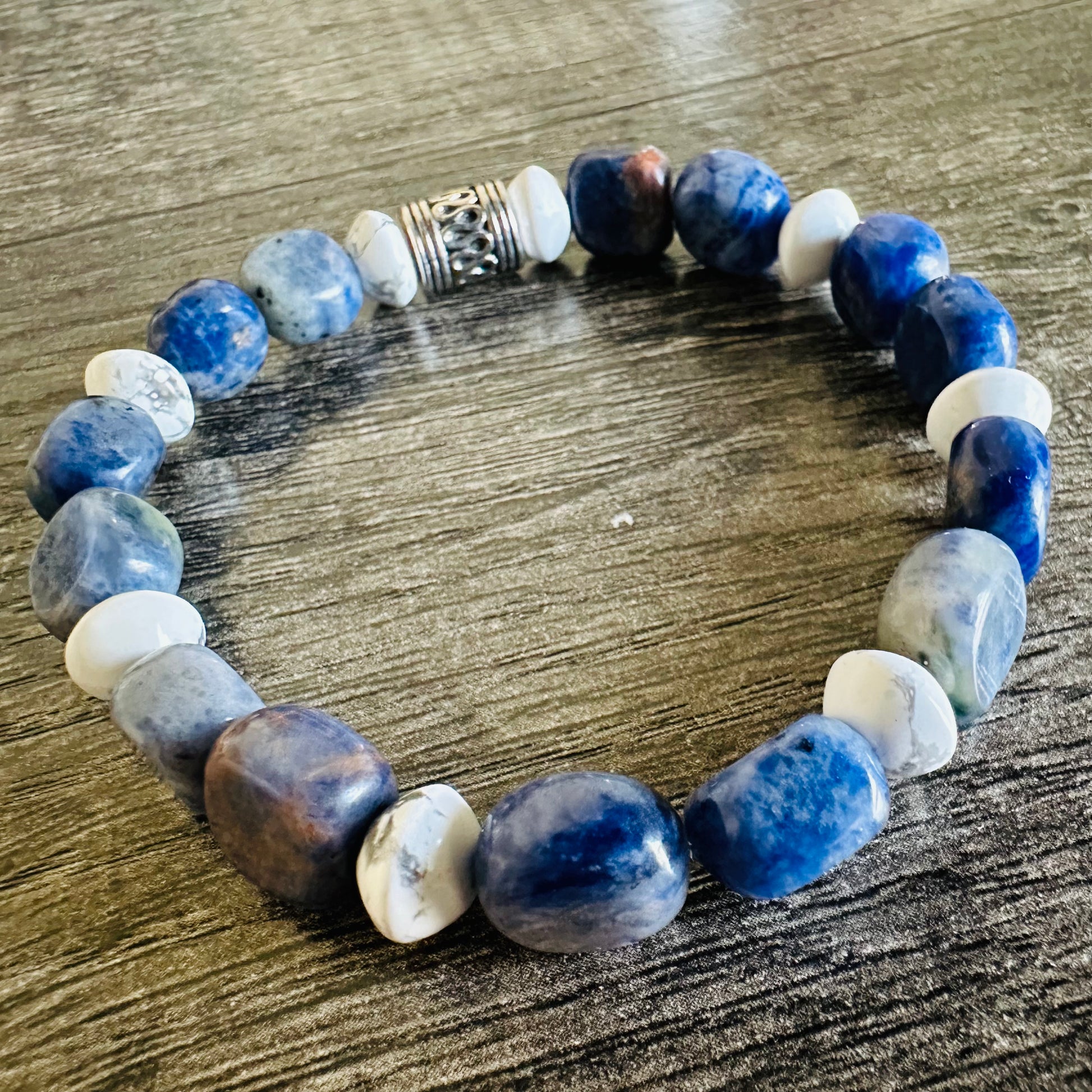 Tranquil Harmony: Sodalite and Howlite Bracelet - Roxiem Jewelry, LLC