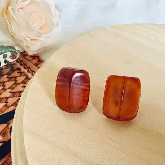 Fiery Glow: Carnelian Agate Stud Earrings - Roxiem Jewelry, LLC