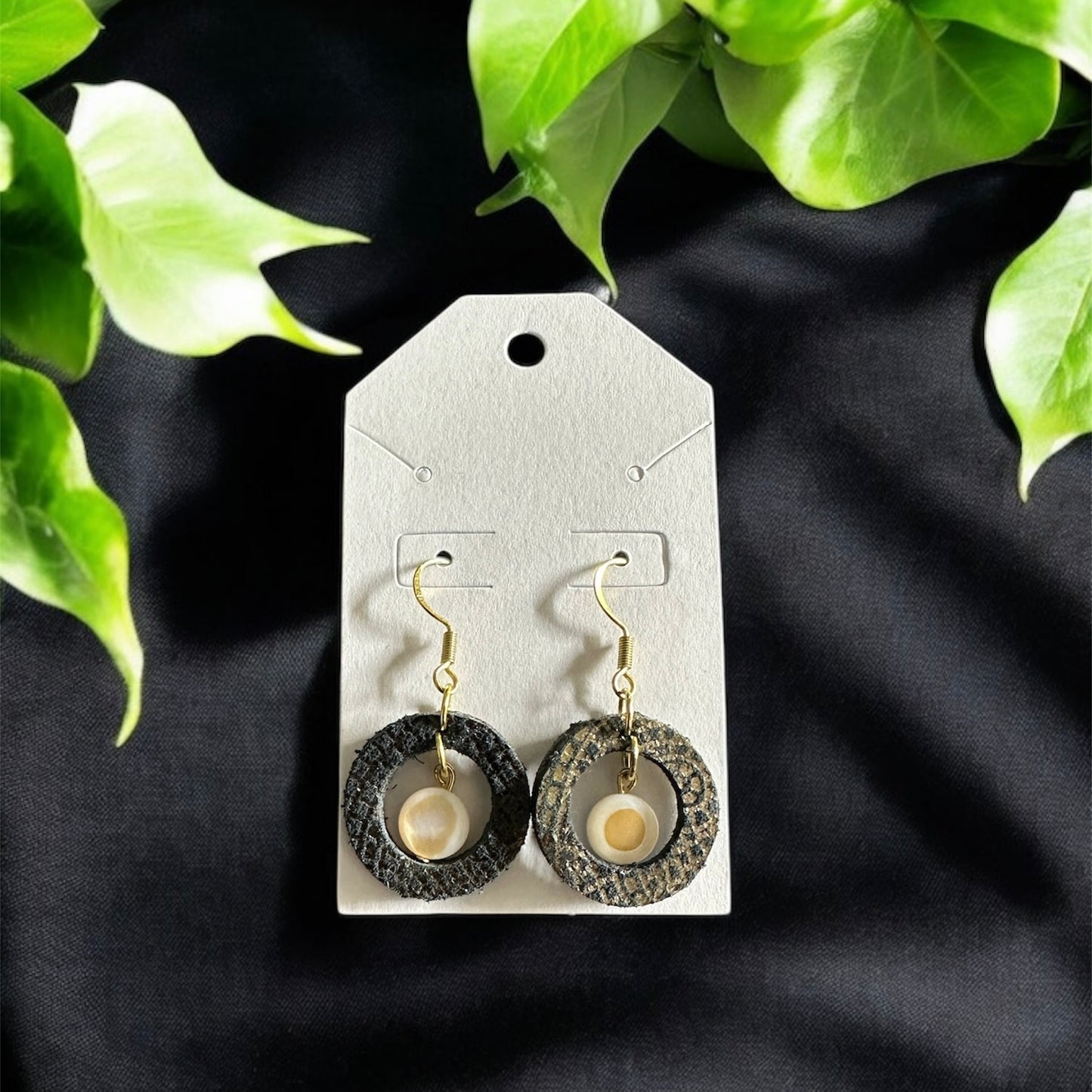 Orbit Charm Leather Earrings
