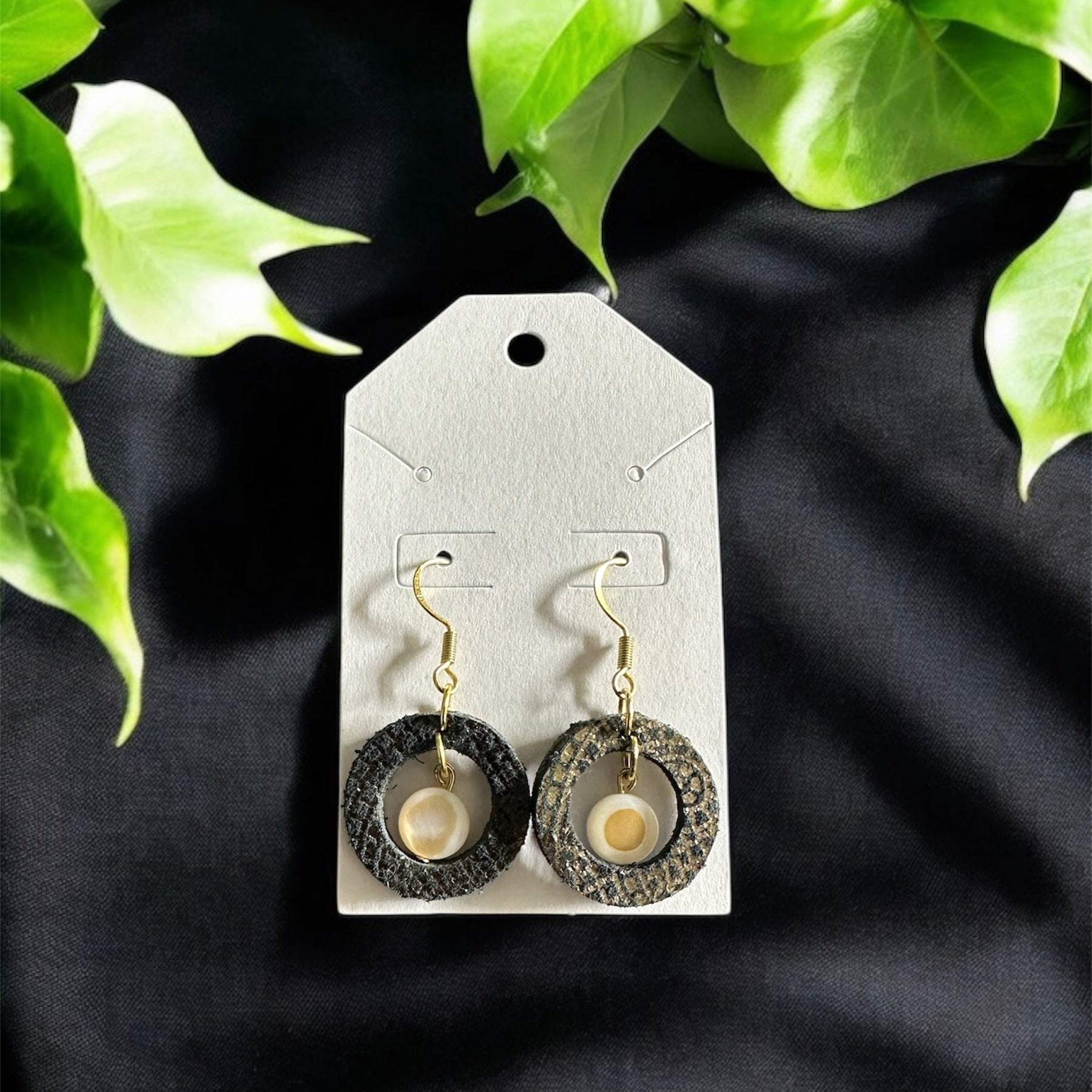 Orbit Charm Leather Earrings