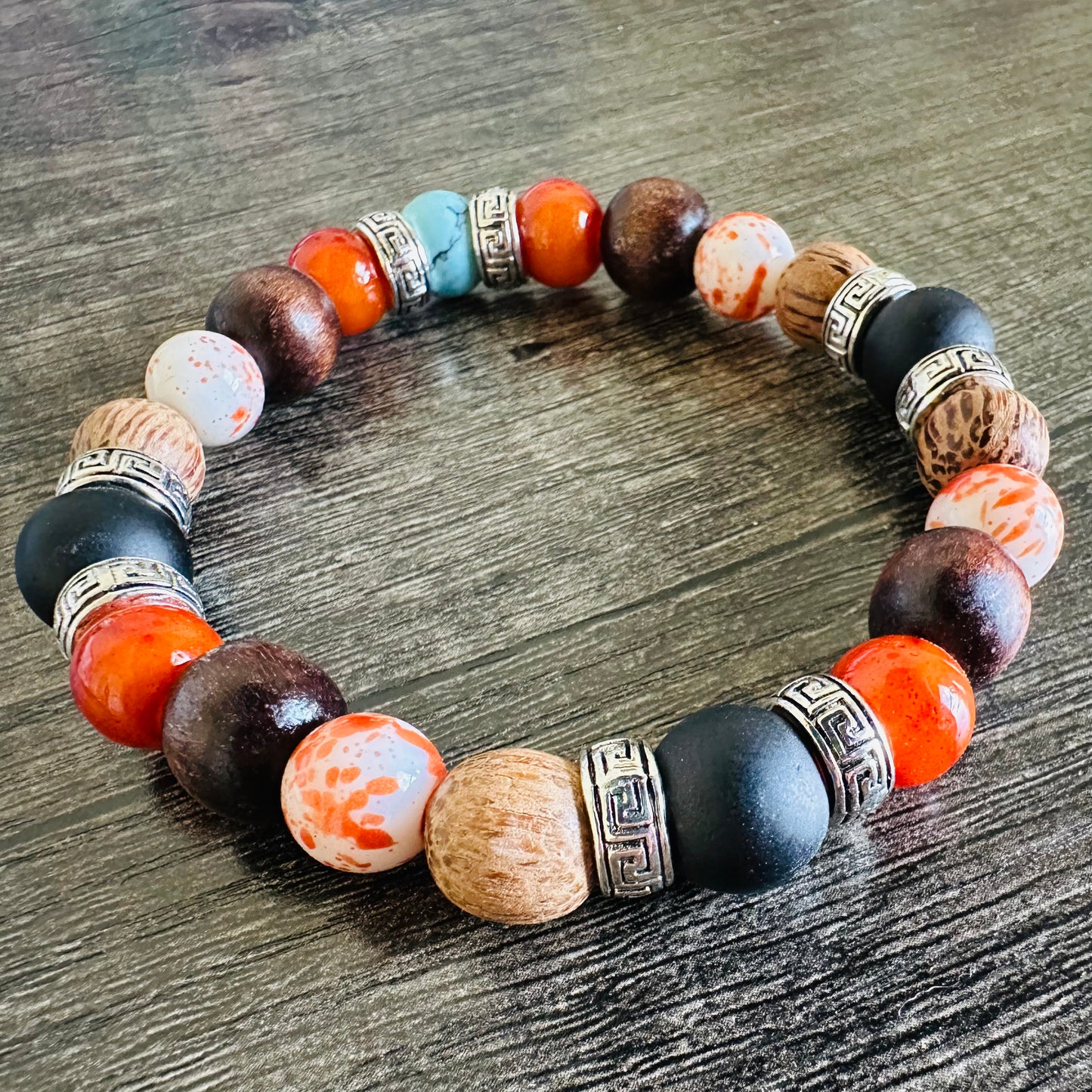 Vibrant Harmony: Colorful and Wooden Bracelet - Roxiem Jewelry, LLC