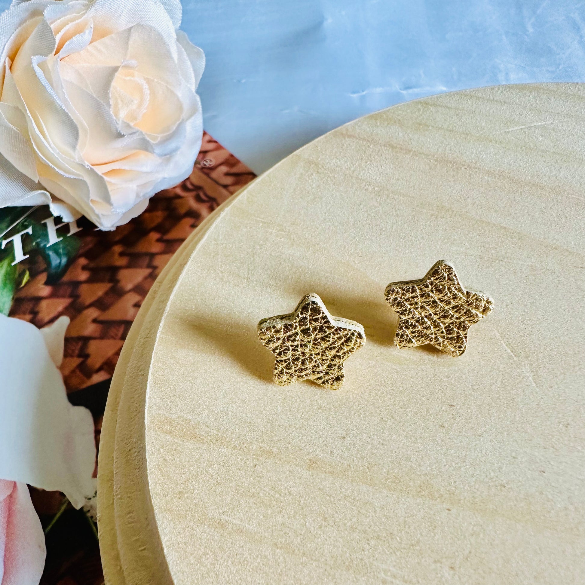 Timeless Touch: Leather Star Stud Earrings - Roxiem Jewelry, LLC