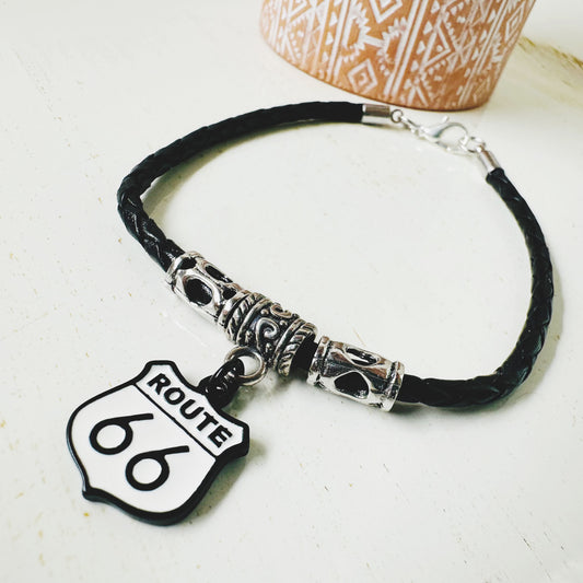 Route 66 Leather Bracelet