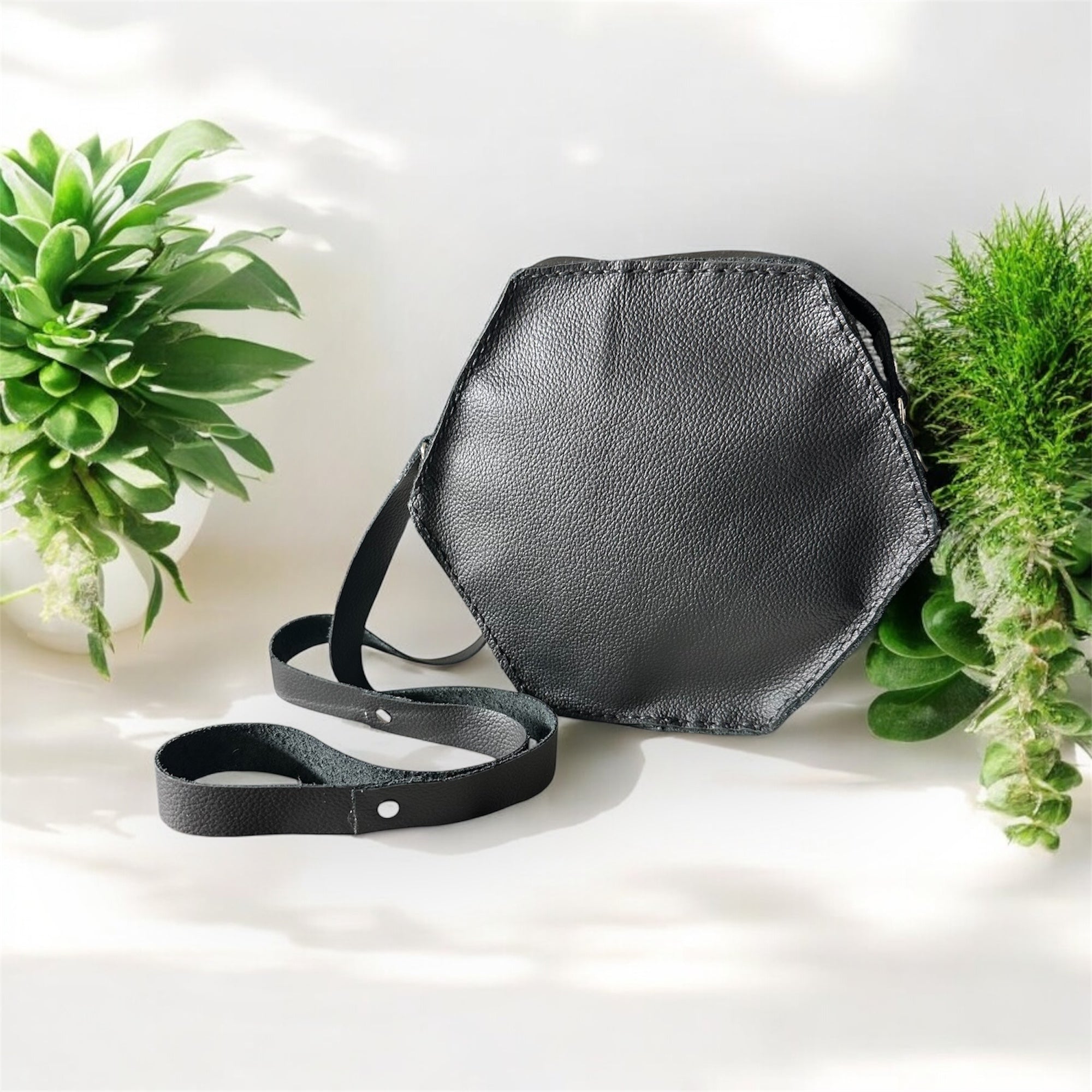 Hexa Chic Leather Handbag