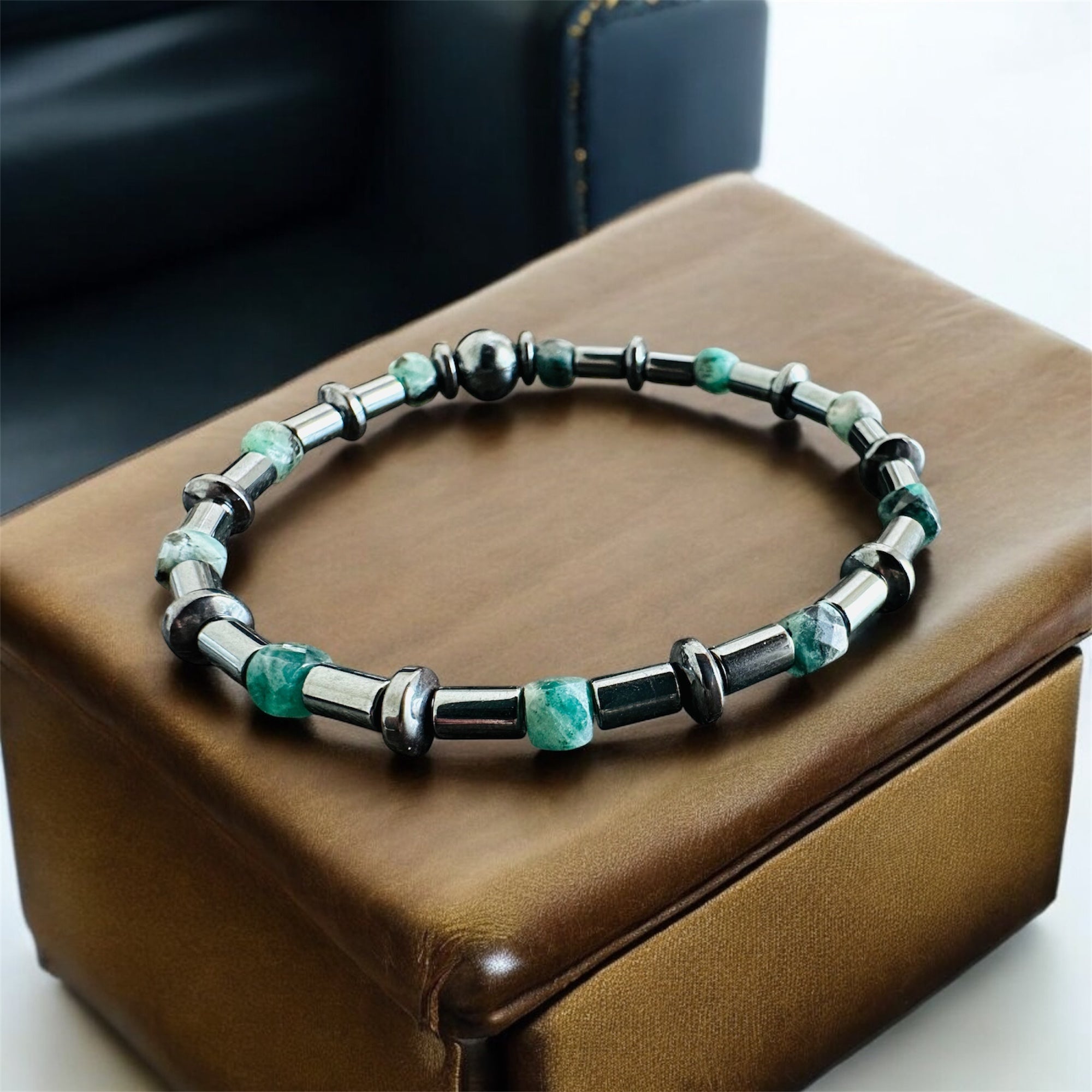 Emerald Steel Bracelet