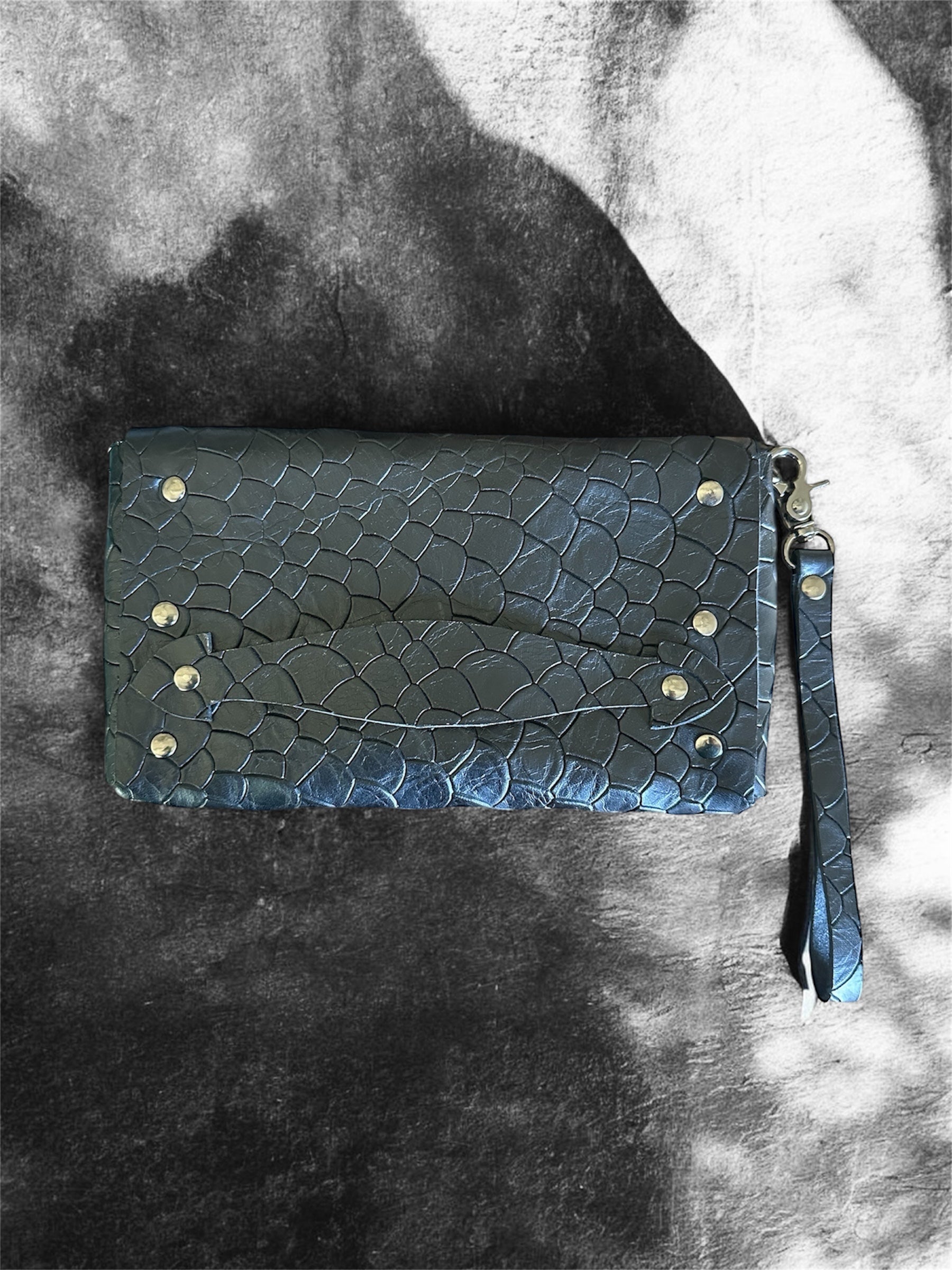 Midnight Leather Wrislet Clutch