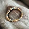 Rustic Howlite & Grain Wood Stretch Bracelet