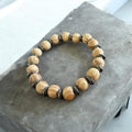 Hematite & Pine Grain Wood Stretch Bracelet