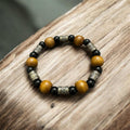 Black Onyx & Polished Oak Stretch Bracelet