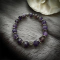 Faceted Amethyst & Antiqued Silver Stretch Bracelet