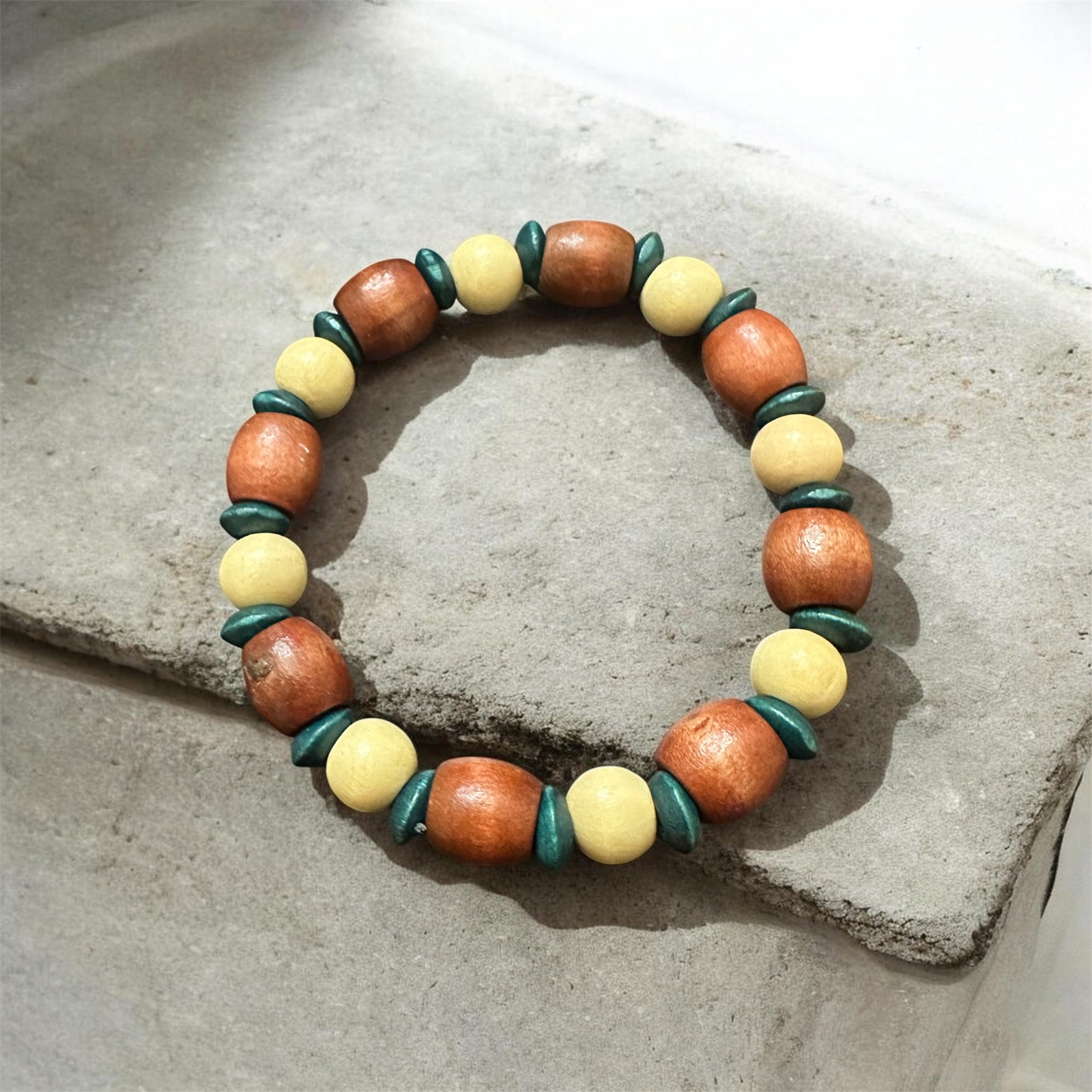 Tricolor Earth & Forest Wood Stretch Bracelet