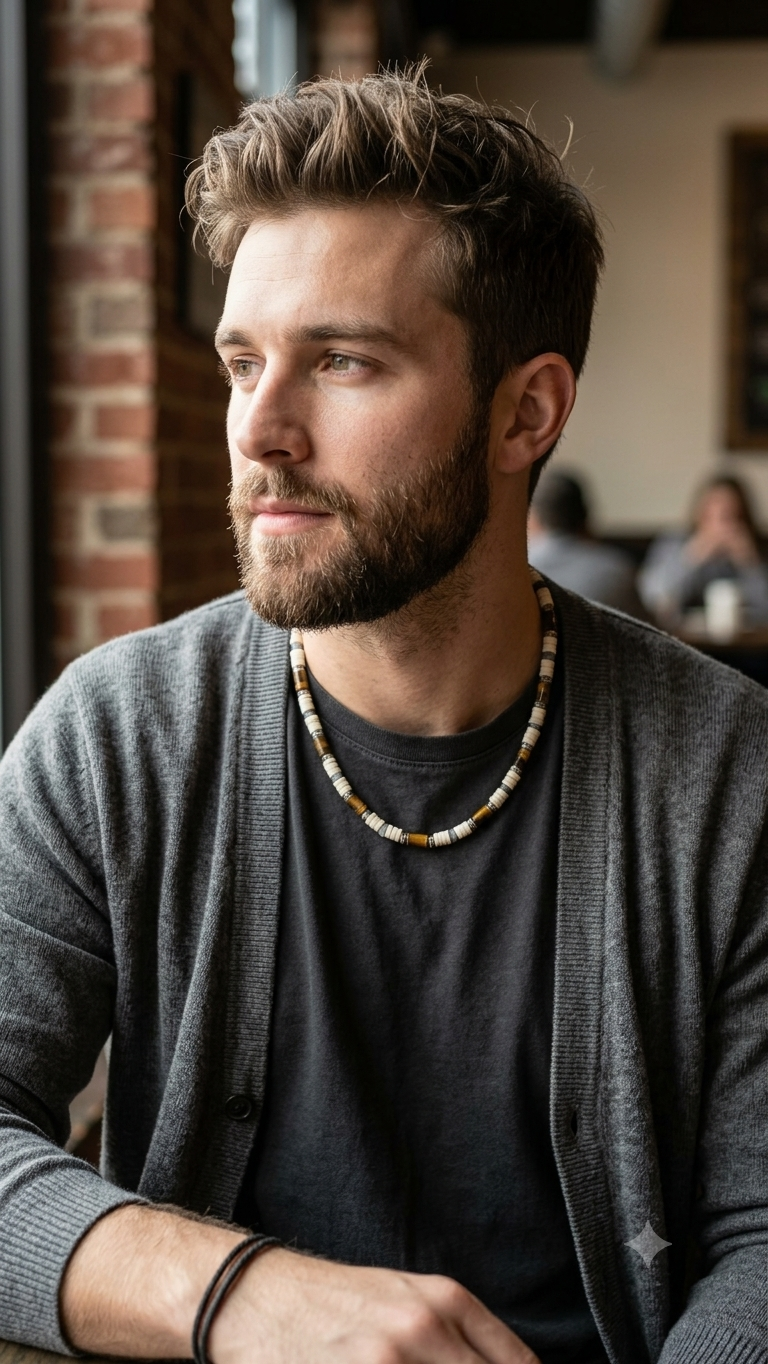 Men’s Tiger’s Eye & Heishi Crystal Necklace