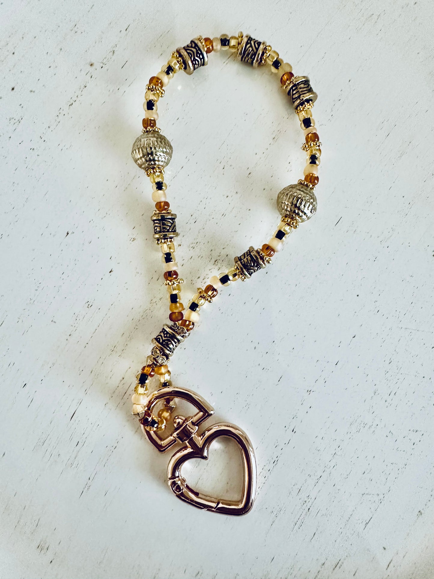 Gold Beaded Keychain Bracelet