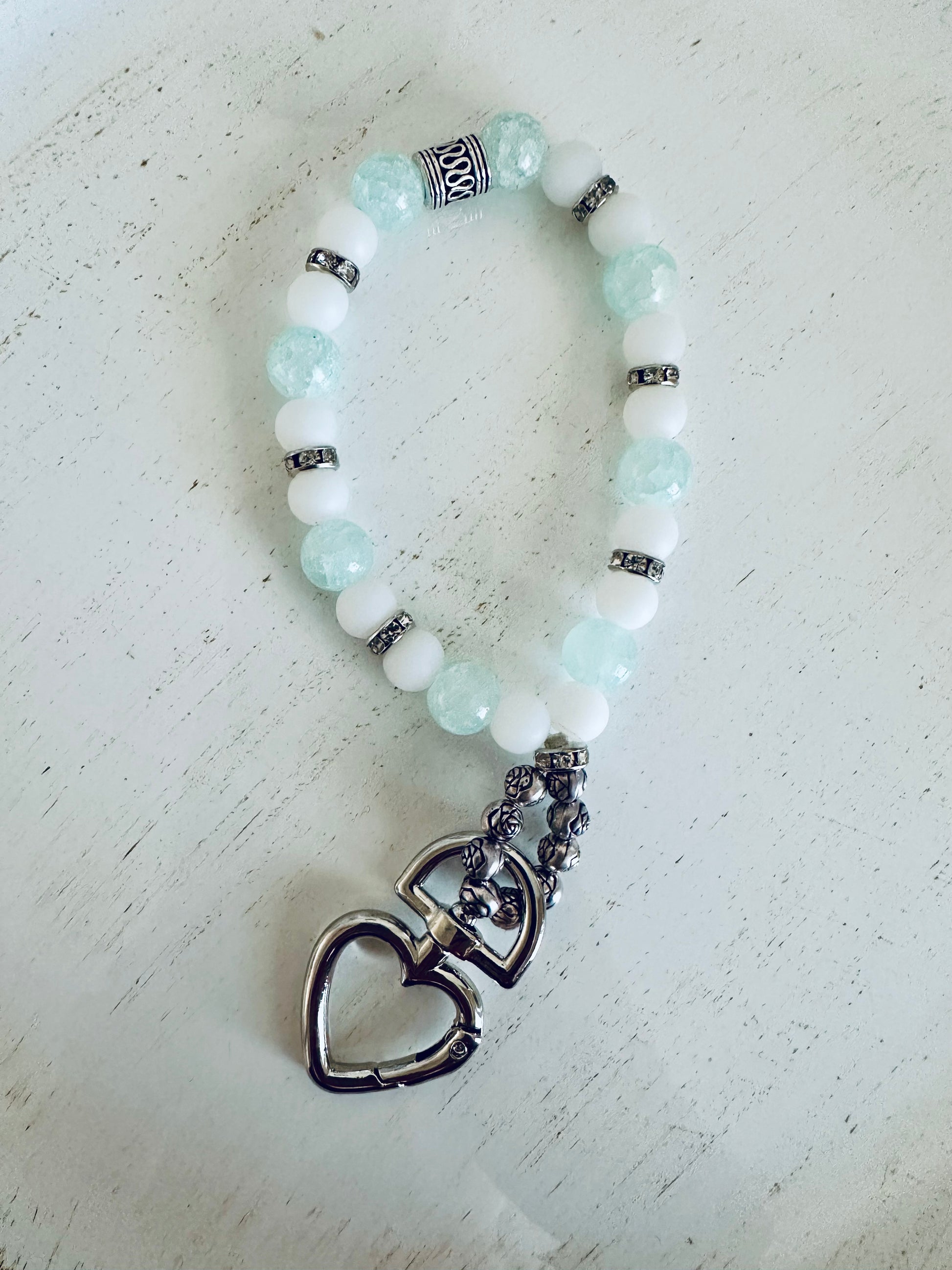 Mint Beaded Keychain Bracelet